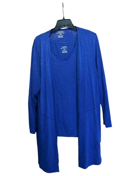 Chico's Tops - Chico’s Ultimate Tee Blue Tank & Open Front Cardigan Set Size 3 XL Cotton Modal